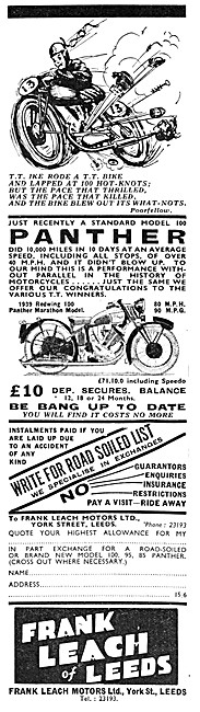 Frank Leach Motor Cycle Sales. York St, Leeds.                   