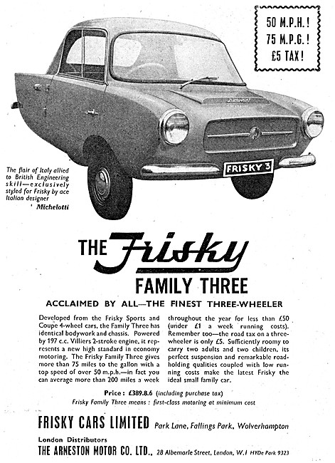 Frisky Family Three Microcar - Frisky Three Wheelers             