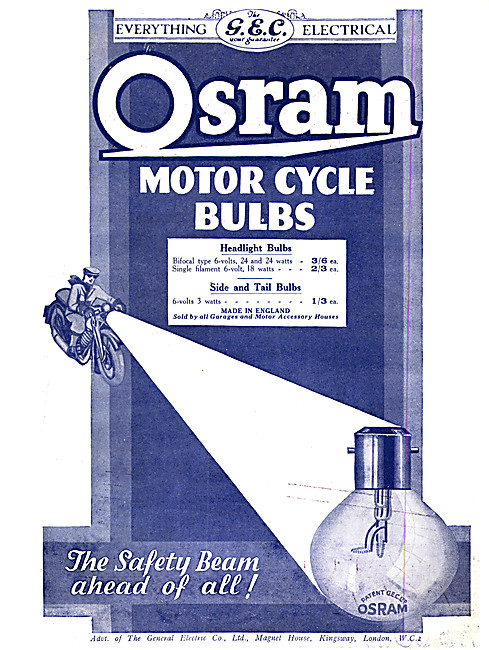 G.E.C. Osram Motor Cycle Bulbs                                   