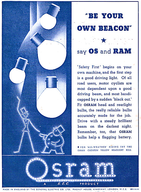 1935 G.E.C. Osram Light Bulbs Advert                             