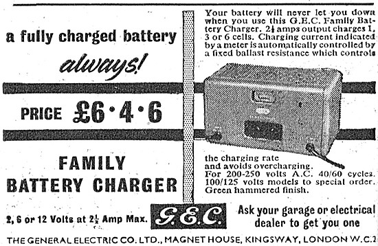 G.E.C. Motor Cycle Battery Chargers                              