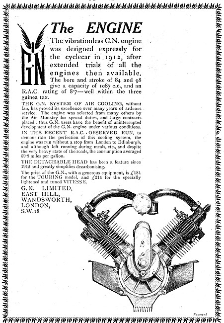 1920 G.N.Cyclecars Advert                                        