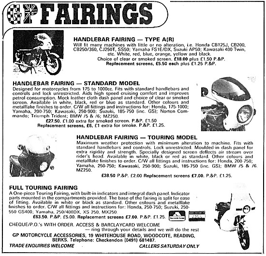 GP Motorcycle Accessories. GP Fairings                           