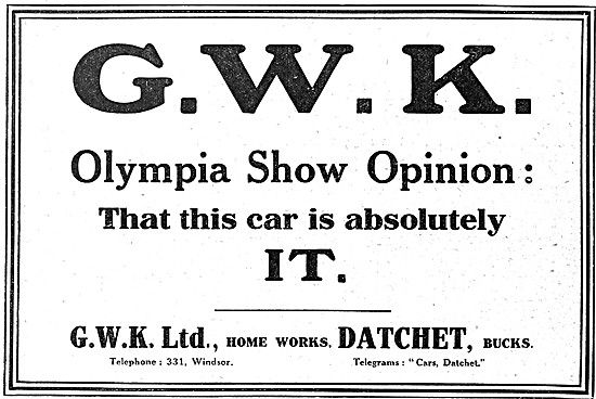GWK Light Cars - G.W.K. Cars 1912                                