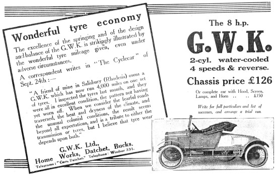 GWK Light Cars - 1913 GWK Cyclecar                               