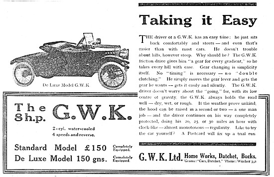 G.W.K. 8 hp Standard Model Light Car                             