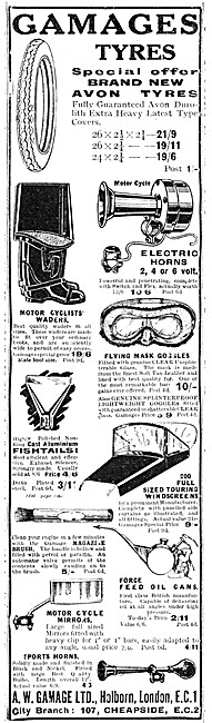 Gamages Motor Cycle Accessories 1928                             