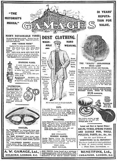 Gamages Motor Cycles & Accessories - Gamages & Benetfink         