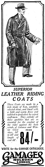 Gamages Motor Cycling Wear 1927 Styles                           