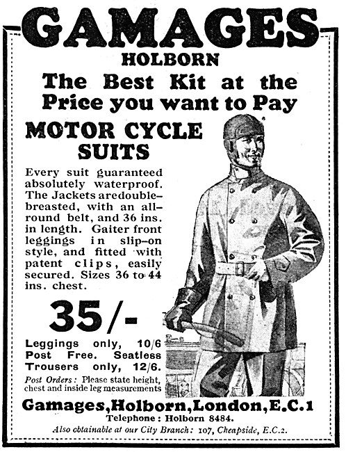 Gamages Motor Cycle Suits                                        