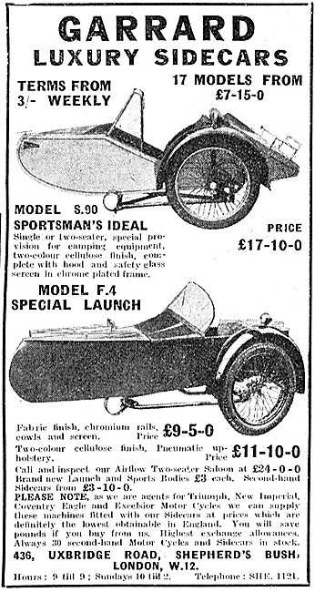 1935 Garrard Model S.30 Sidecar - Garrard F.4 Special Launch     
