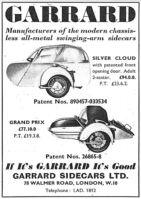 1958 Garrard Silver Cloud Sidecar - Garrard Grand Prix Sidecar   