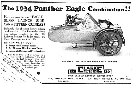 Geo Clarke Motor Cycle Sales - Panther Eagle Combination         