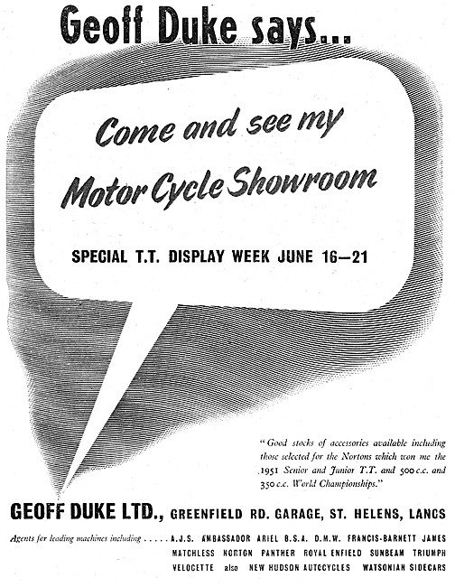Geoff Duke Motor Cycle Sales                                     