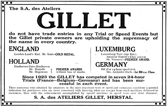 1927 Gillet Motor Cycles                                         