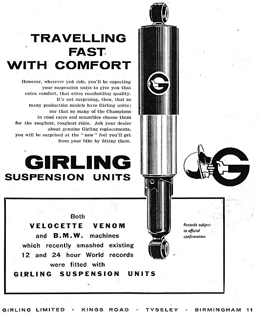 Girling Suspension Units - Girling Motor Cycle Shock Absorbers   