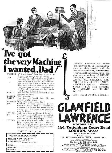 Glanfield Lawrence Motor Cycle Sales                             