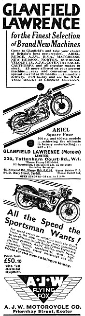 Glanfield Lawrence Motor Cycle Sales 1932                        