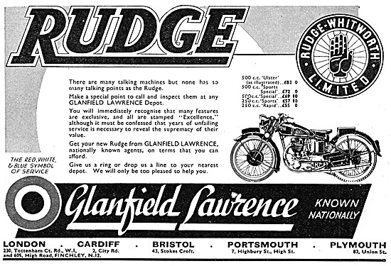 Glanfield Lawrence Motor Cycle Sales - Rudge                     