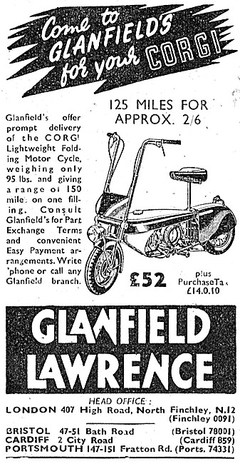 Glanfield Lawrence Motor Cycle Sales Corgi Folding Motor Cycle   