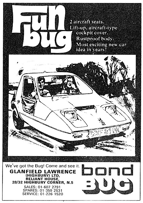 Glanfield Lawrence Bond Bug Sales & Service 1970                 