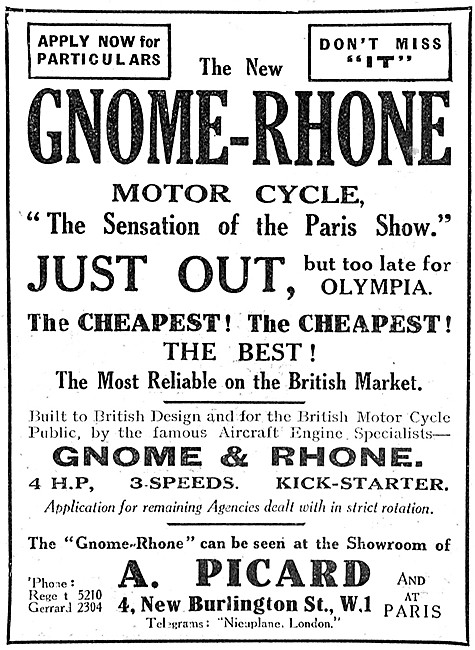 1921 Gnome & Rhone 4 hp Motor Cycle - A.Picard                   