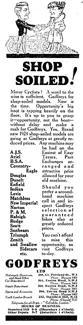 Godfreys Motor Cycle Sales & Service 1928                        
