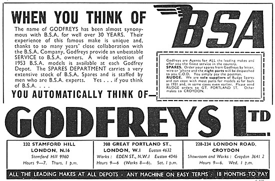 Godfreys Motor Cycle Sales. 1953 London Salerooms                