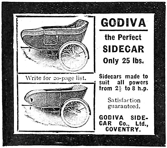 1913 Godiva Sidecars Advert                                      