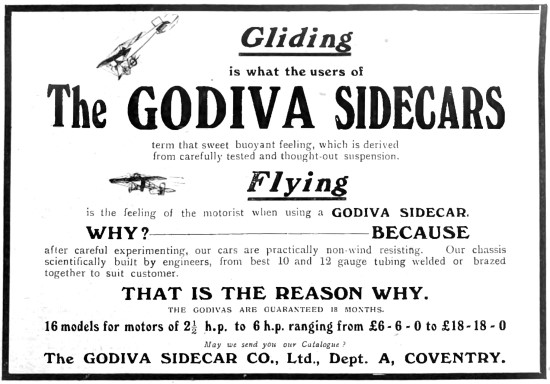 Godiva Sidecars 1914 Advert                                      