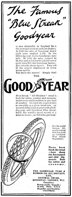 Goodyear Blue Streak Motor Cycle Tyres 1914                      