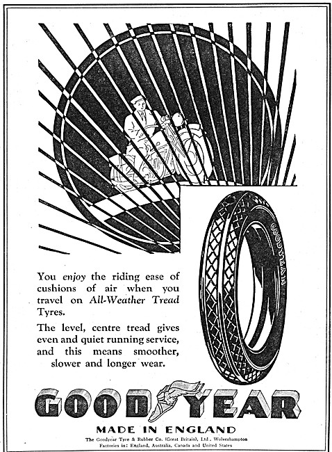 Goodyear Motor Cycle Tyres 1929 Advert                           