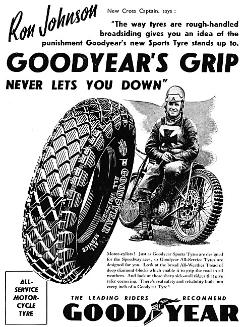 Goodyear Motor Cycle Tyres 1946 Advert                           