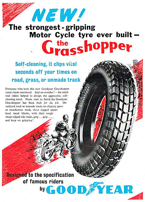 Goodyear Grasshopper Self Cleaning Motor Cycle Tyres 1949        