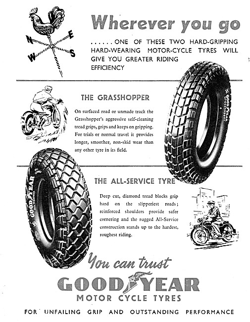 Goodyear Grasshopper Motor Cycle Tyres  1950                     