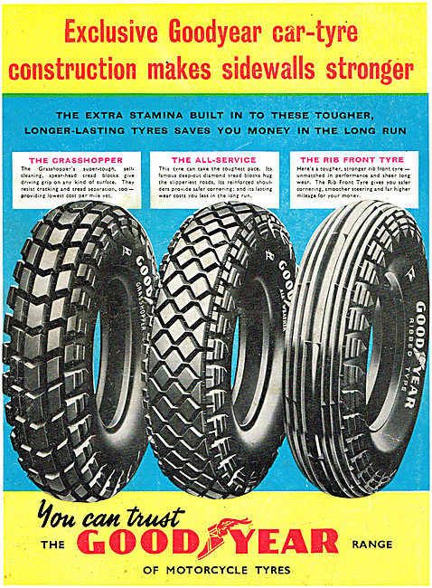 Goodyear Motor Cycle Tyres 1952 Advert                           