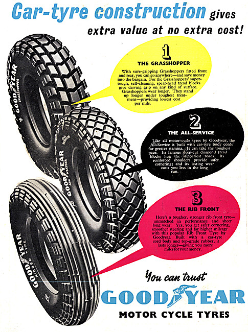 Goodyear Rib Front Motor Cycle Tyres 1953                        