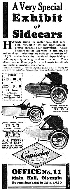 (A.J.Stevens) The 1930 Graiseley Sidecar Model Range             