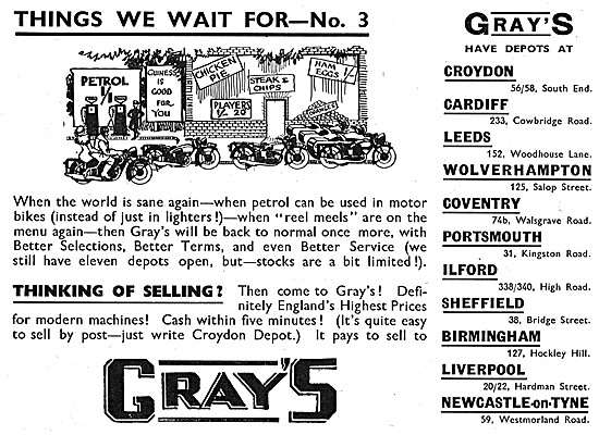 Grays Motor Cycle Sales & Service 1942                           