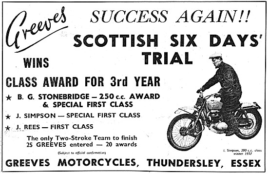 1958 Greeves Trials Motor Cycles                                 