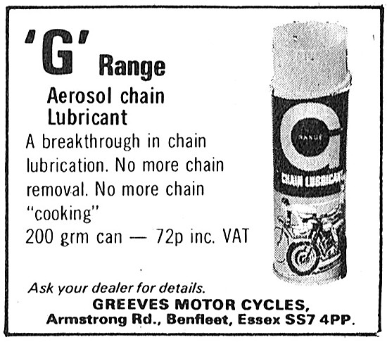 Greeves G-Range Aerosol Chain Lubricant - G-Lube                 