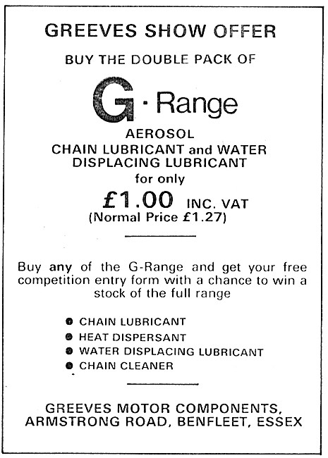 Greeves G-Range Chain Lubricant & water Displacing Fluid G-Lube  