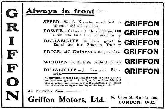 1904 Griffon Motor Cycles Advert                                 