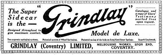 1920 Grindlay Model De Luxe Sidecar Advert                       