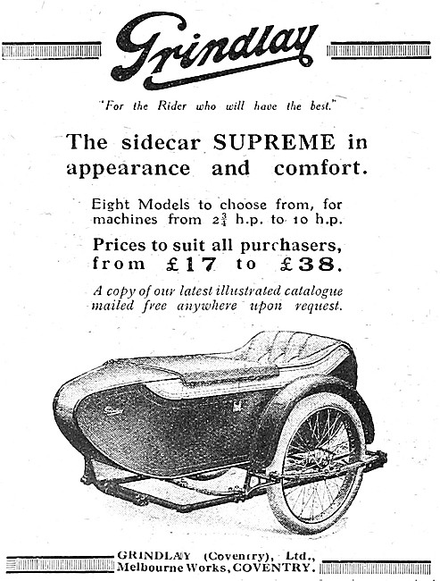 Grindlay Sidecar Range For 1922                                  