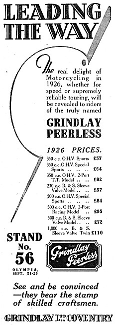 Grindlay Peerless Motor Cycle Range For 1925                     