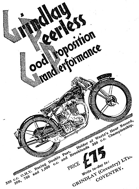 1928 Grindlay Peerless 350 cc OHV Motor Cycle                    