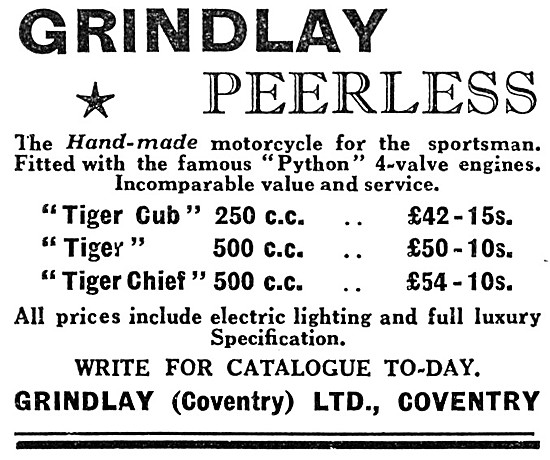 The 1932 Grindlay-Peerless Motor Cycle Tiger Range               