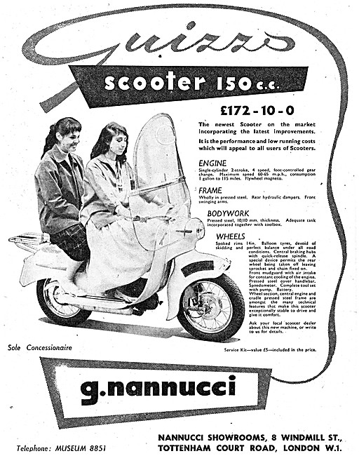 Guizzo Motor Scooters - 1958 Guizzo 150 cc Motor Scooter         
