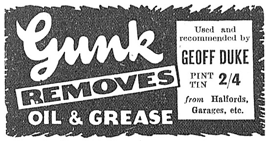 Gunk Degreasant & Cleaner Fluid 1957 Advert                      